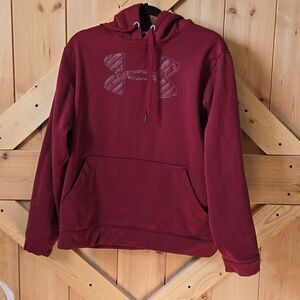 Under Armour Hoodie   Red Maroon Loose Fit Long Sleeve Pullover Hood MEDIUM